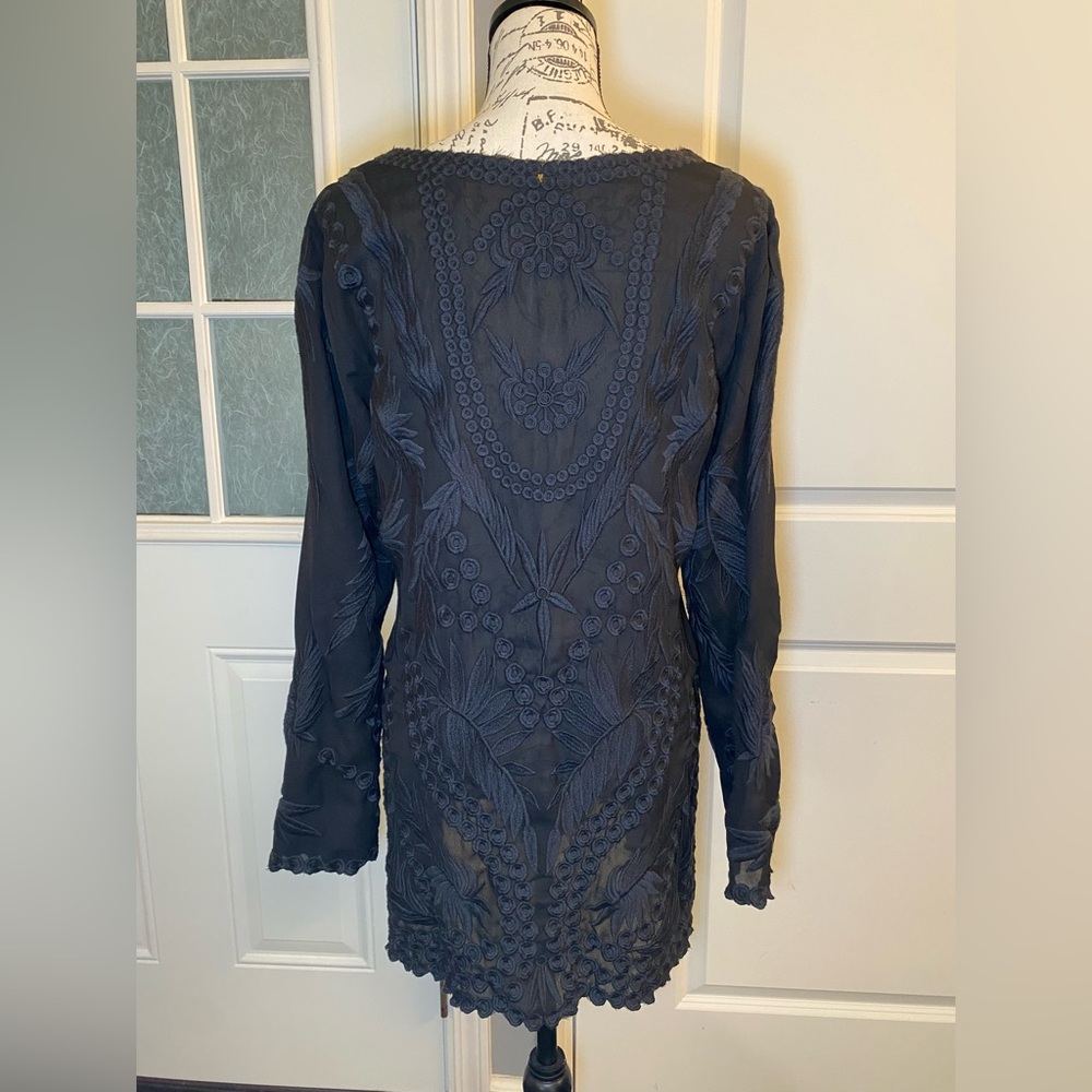 PILYQ Barcelona Luxury Swimwear Sheer Black Embroidered Cover Up Dress Large D - Picture 2 of 6